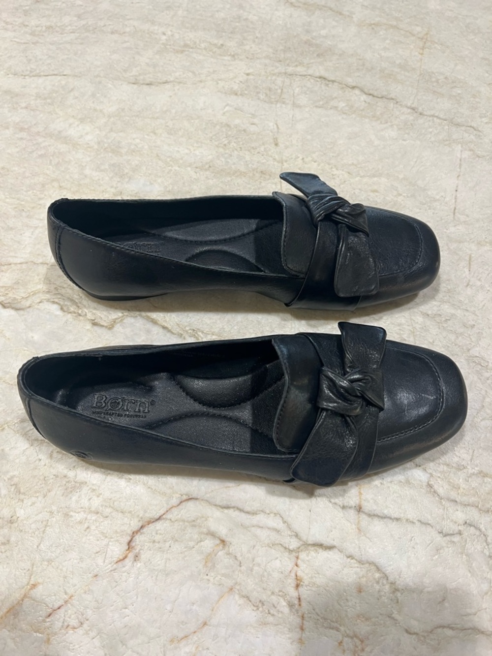 Børn Women’s Black Leather Bow Loafers Flats | Size 8.5 - Picture 7 of 10